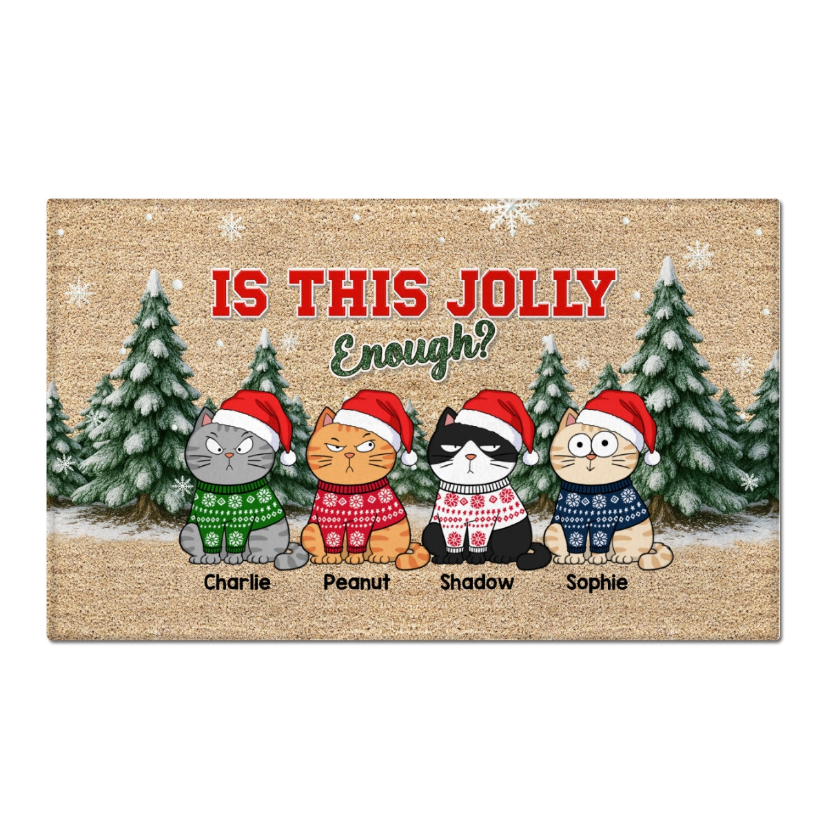 Christmas Funny Cute Cats Meowy Catmas - Personalized Doormat - Christmas Gift For Cat Lovers
