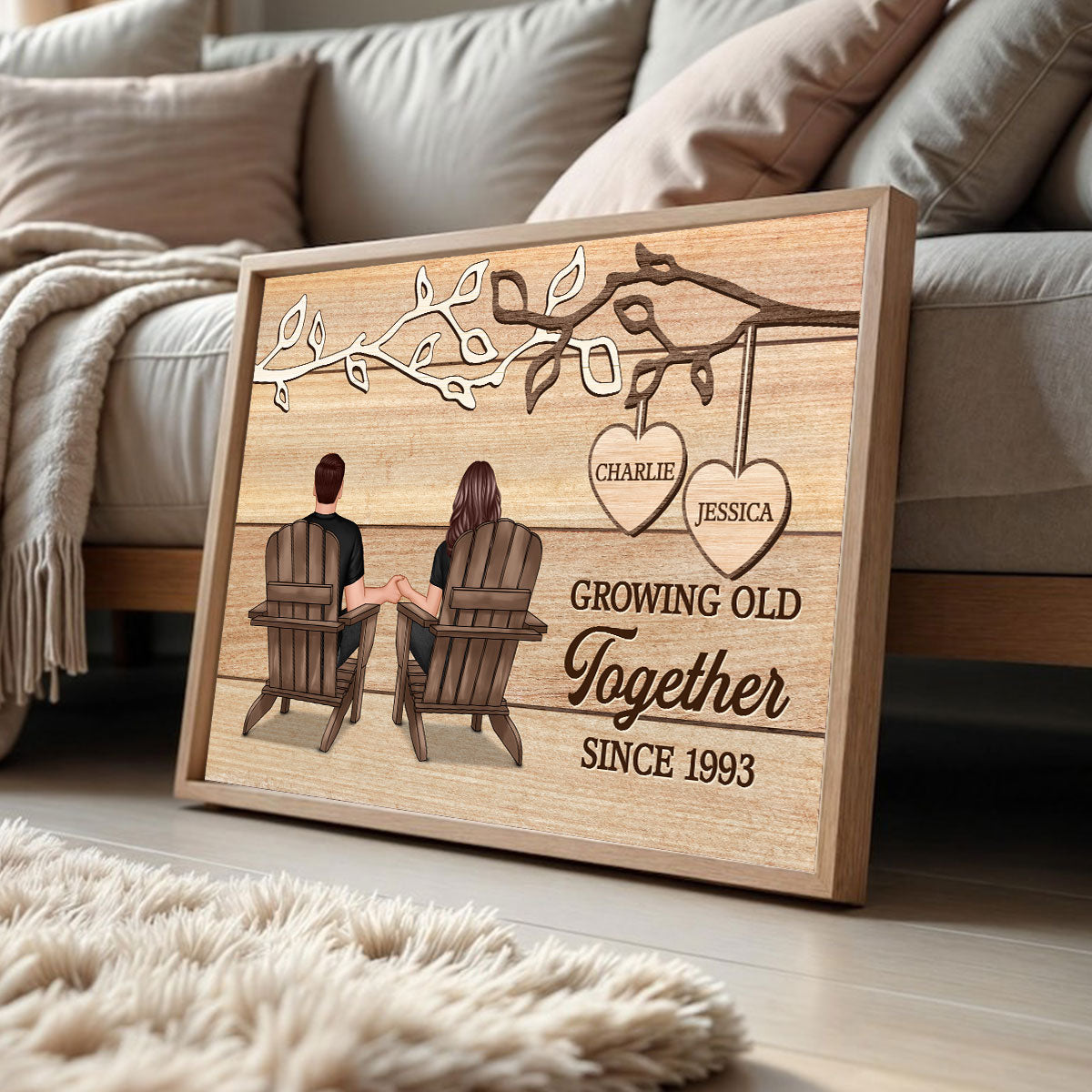 Rustic Vintage Tree Branch Couple Forever Together - Personalized Poster - Gift For Family