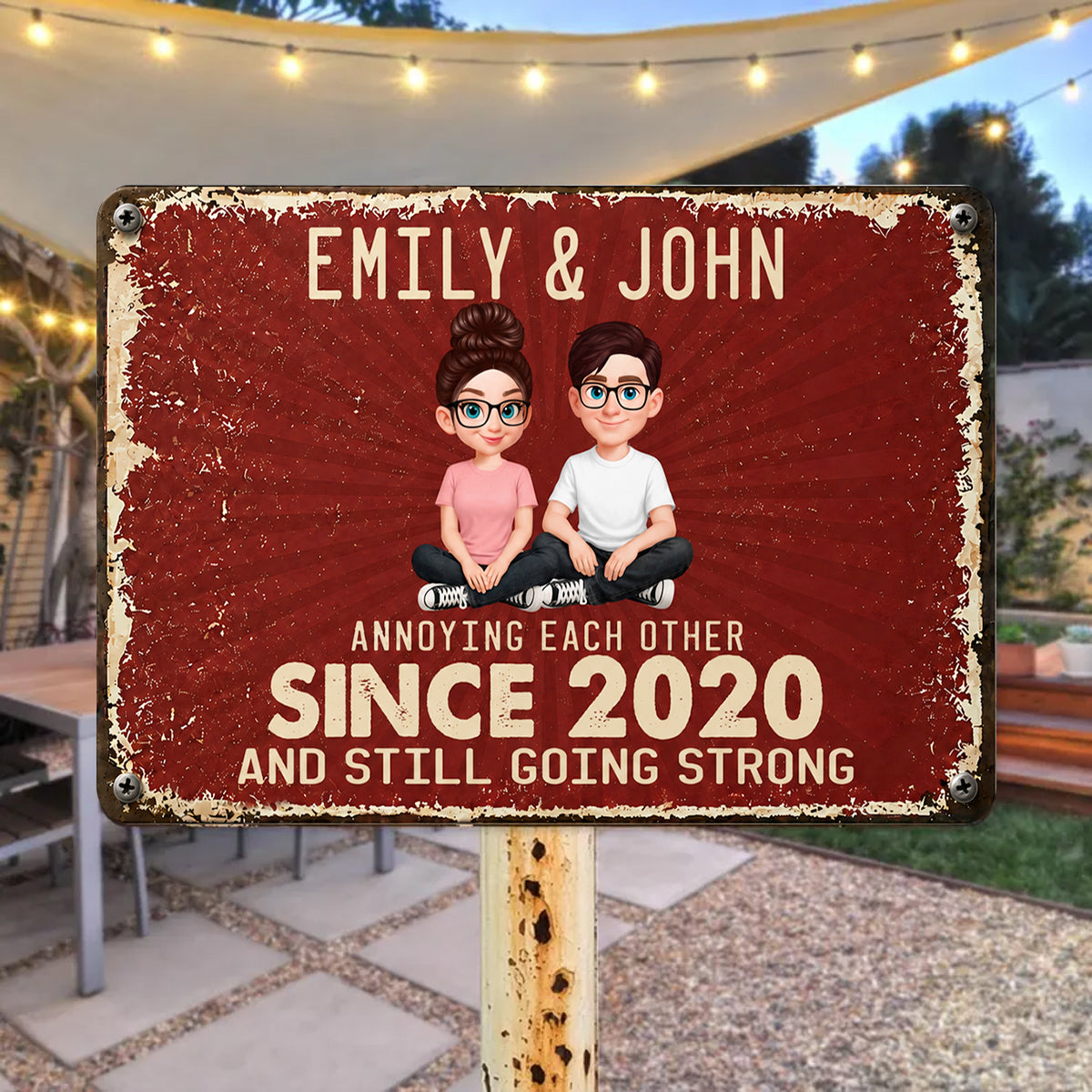 Annoy Each Other and Still Going Strong - Personalized Metal Sign- Funny Couple Gift, Romantic Gift for Anniversary, Wedding