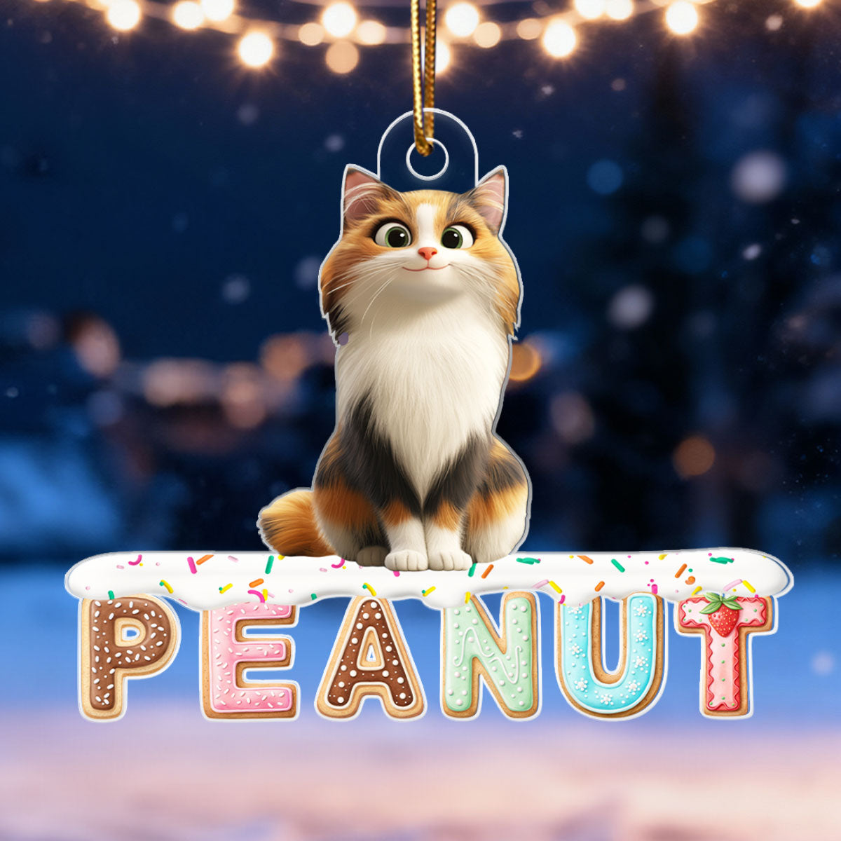 Custom Cartoon Dog Cat Pet Name Cookies Alphabet - Personalized Acrylic Ornament - Christmas Gift for Pet Lovers