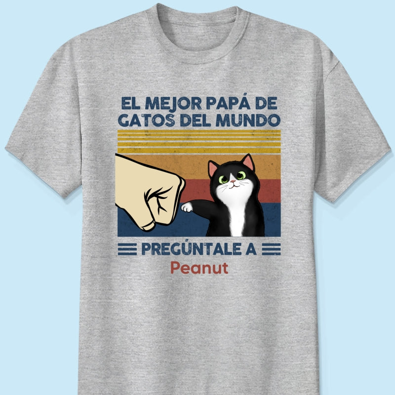 Regalo perfecto para papás de gatos – Camiseta personalizada con choque de puños con tu gato