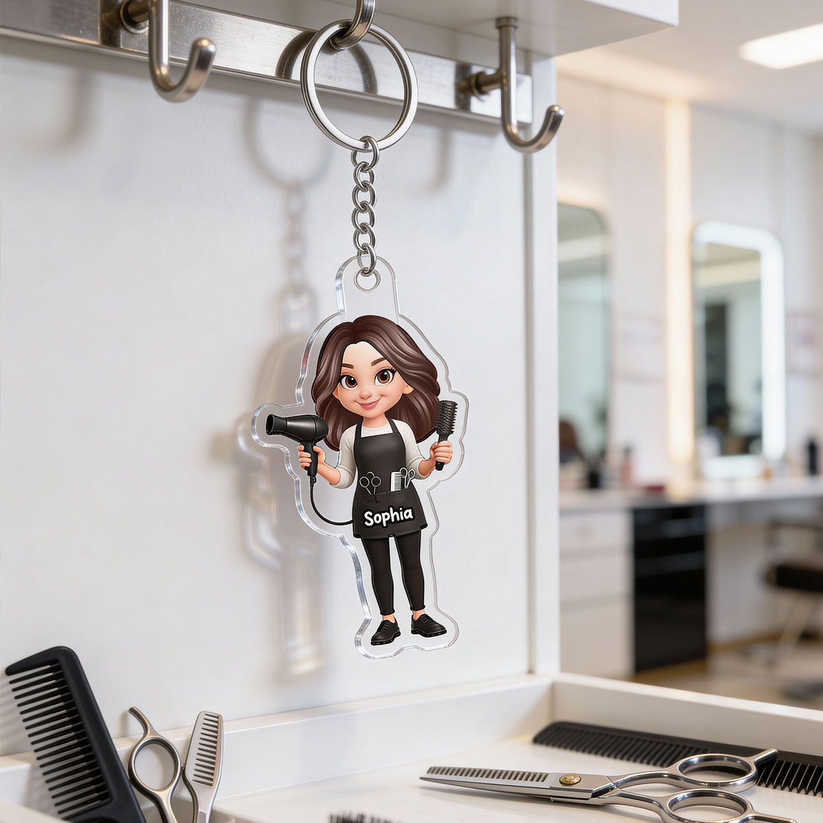 Hairdresser Man Woman - Personalized Acrylic Keychain - Gift For Hairdressers