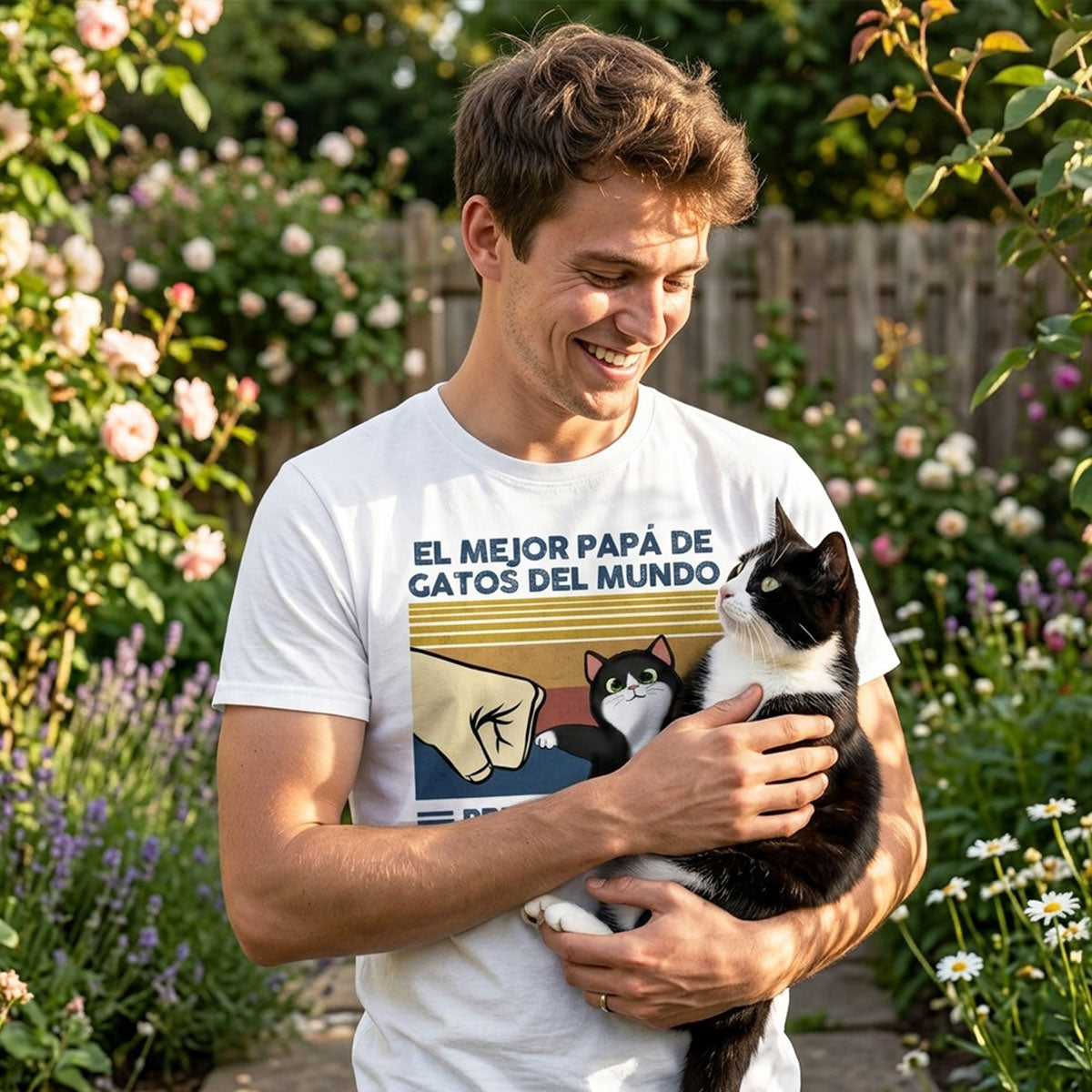 Regalo perfecto para papás de gatos – Camiseta personalizada con choque de puños con tu gato