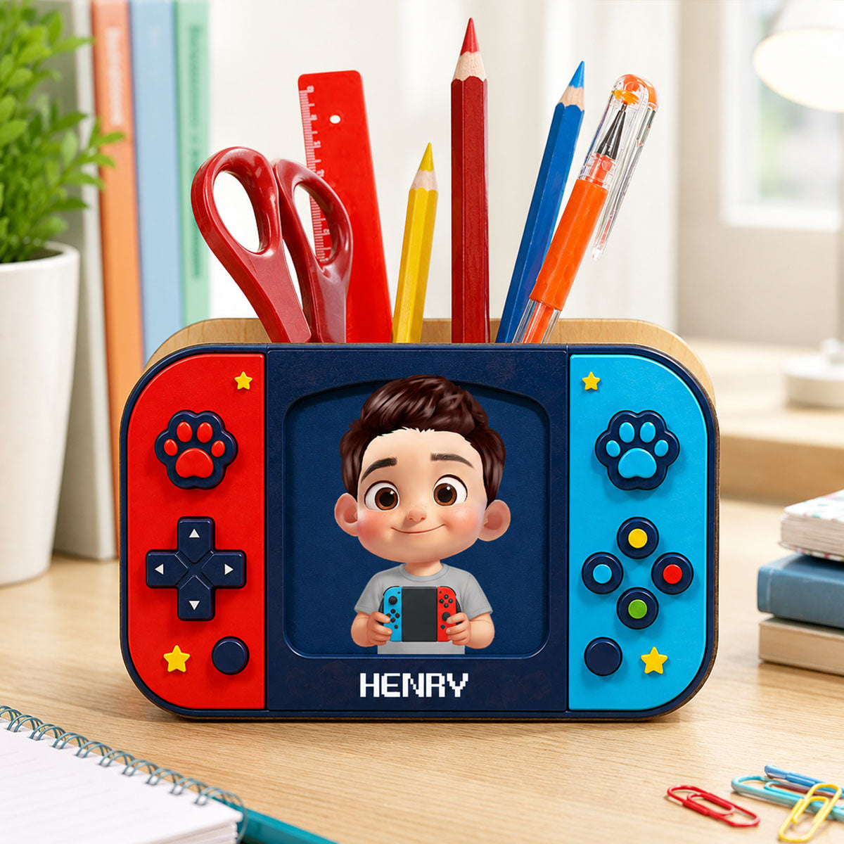 Happy Gamer - Personalized Pencil Holder - Back To School Gift For Kid, Girl, Boy