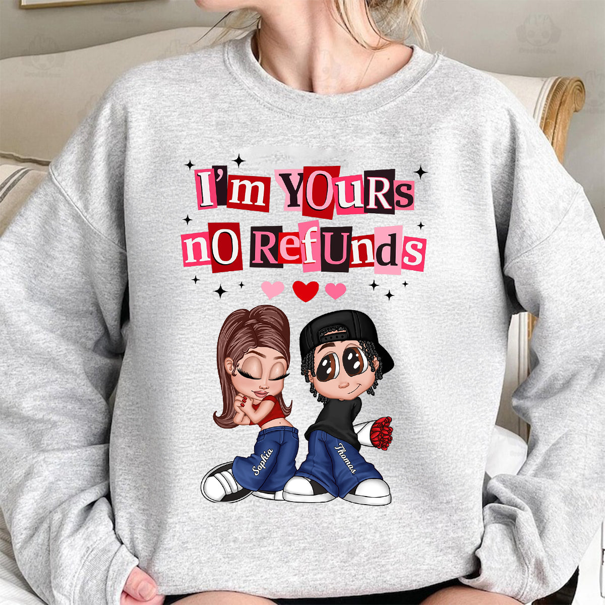 Y2K Couple I'm Yours No Refund - Personalized Shirt - Funny Valentine's Day Gift for Him, for Her, Matching Couple Shirts