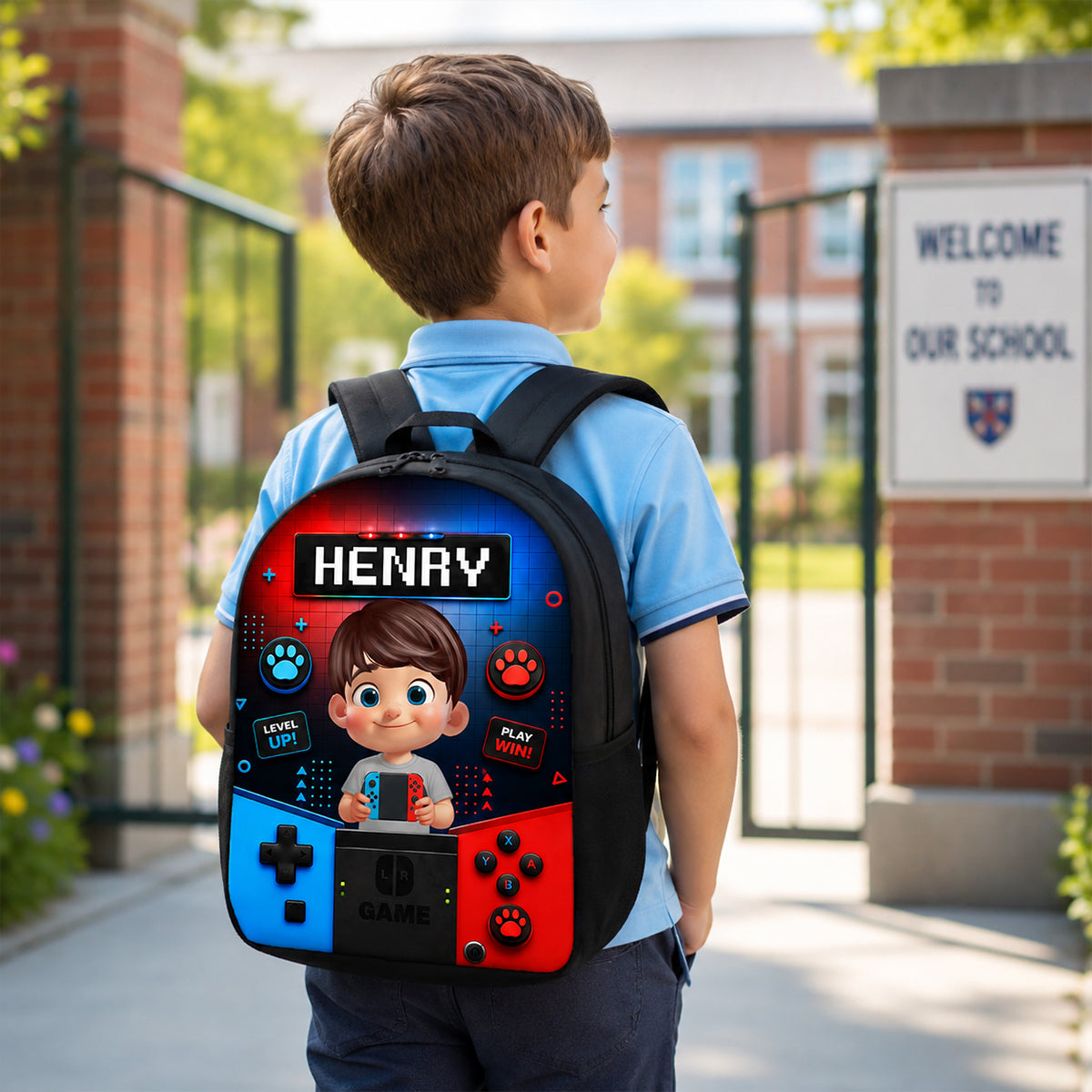 Gamer Boys Girls - Personalized Backpack - Back to School Backpack for Kids