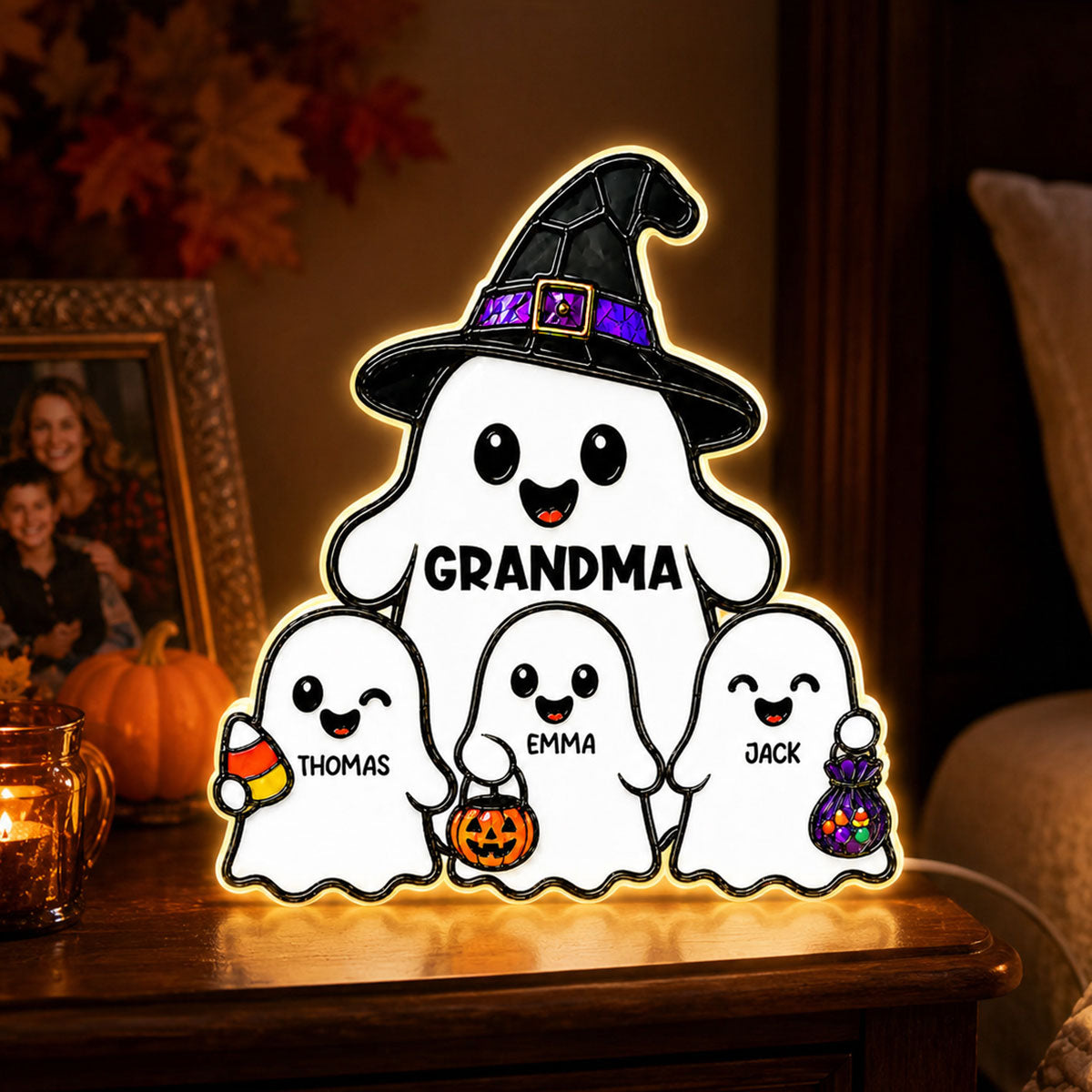 Whimsical Grandma's Boo Crew - Personalized Light Box - Halloween Decoration For Grandma