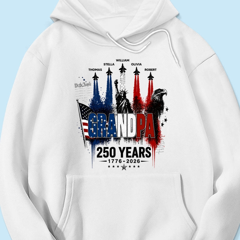 Strong Proud Grandpa Jet Fighter America 250th Anniversary - Personalized Shirt - Father's Day Gift For Dad, Grandpa