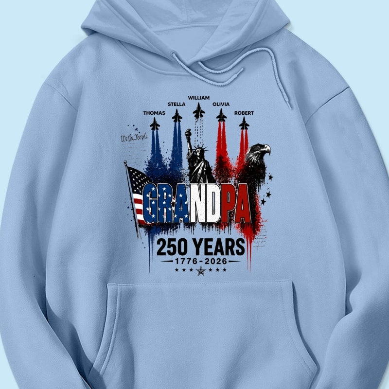 Strong Proud Grandpa Jet Fighter America 250th Anniversary - Personalized Shirt - Father's Day Gift For Dad, Grandpa