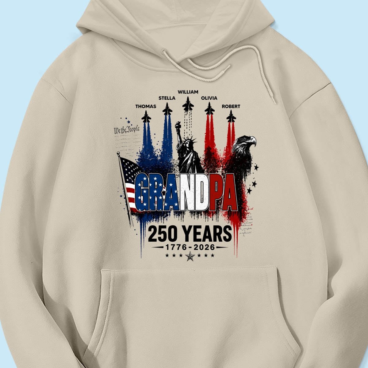 Strong Proud Grandpa Jet Fighter America 250th Anniversary - Personalized Shirt - Father's Day Gift For Dad, Grandpa