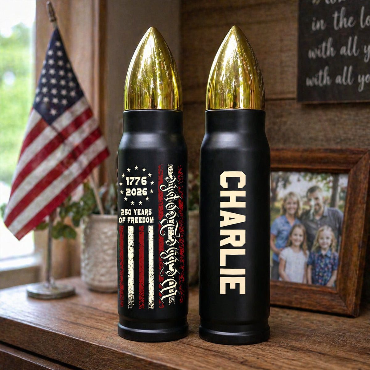 We The People Custom Name - Personalized Bullet Tumbler - United States 250th Anniversary Keepsake USA Patriotic, 4th of July Gifts