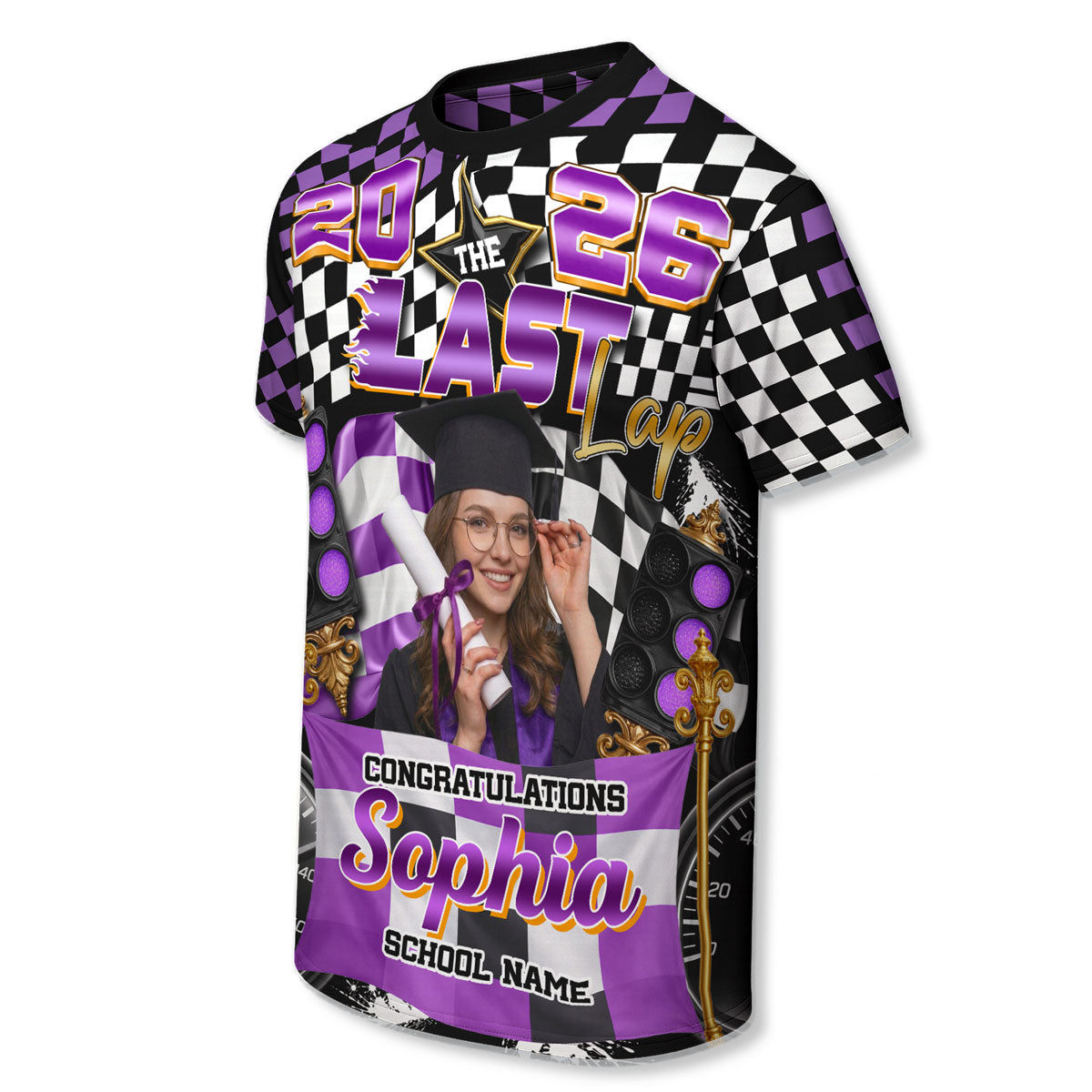 The Last Lap Racing Pattern Class Of A Graduate Custom Photo - Personalized Shirt - Family Matching Graduation Shirt, Graduation Party Gift, Senior Class of 2026