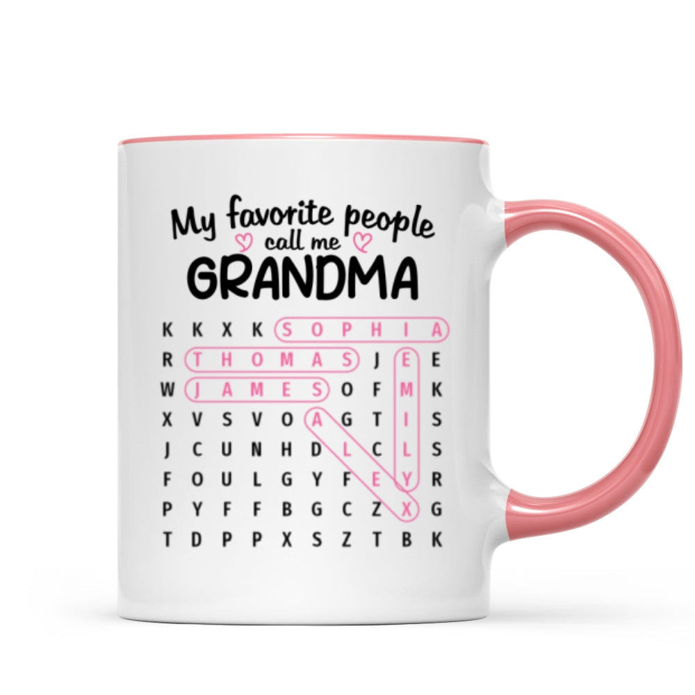 Favorite People Call Me Grandma Word Search Puzzle - Personalized Mug - Mother's Day Gift For Grandma