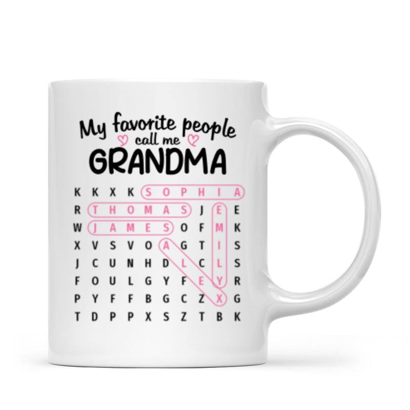 Favorite People Call Me Grandma Word Search Puzzle - Personalized Mug - Mother's Day Gift For Grandma