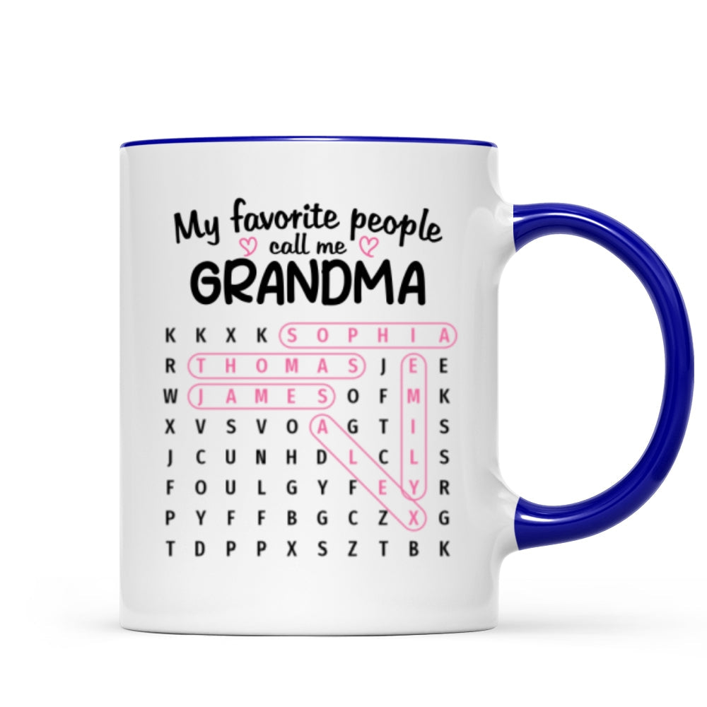 Favorite People Call Me Grandma Word Search Puzzle - Personalized Mug - Mother's Day Gift For Grandma