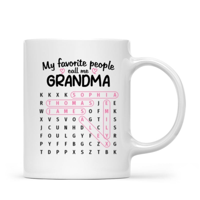 Favorite People Call Me Grandma Word Search Puzzle - Personalized Mug - Mother's Day Gift For Grandma