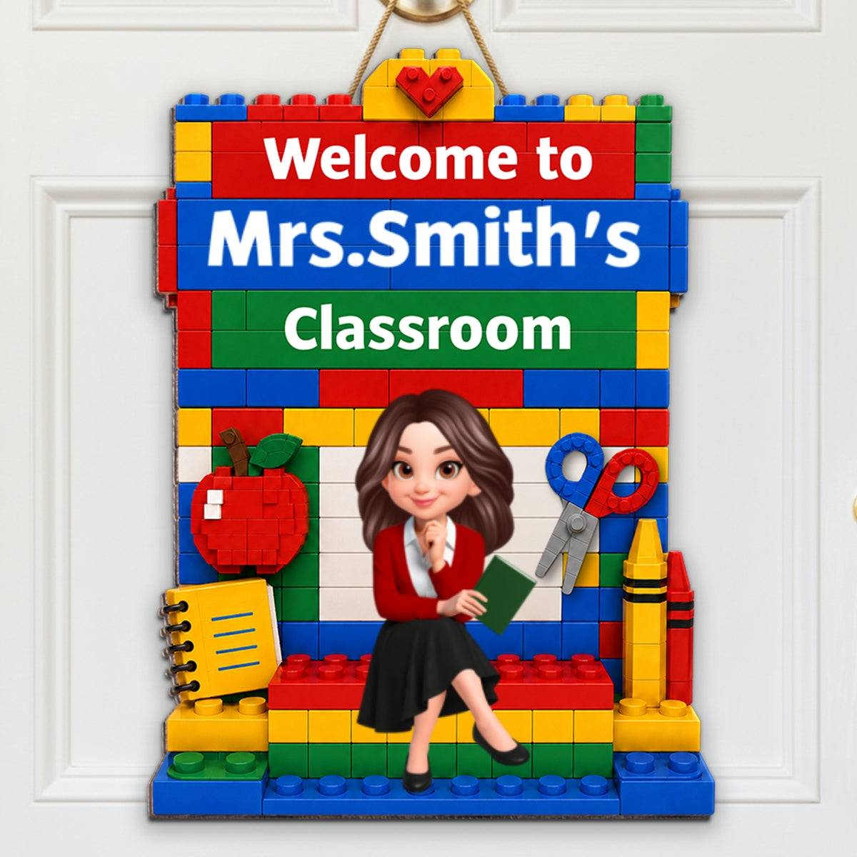 Building Bricks Teacher Welcome To Classroom - Personalized Wood Sign - Back To School, Classroom Decor