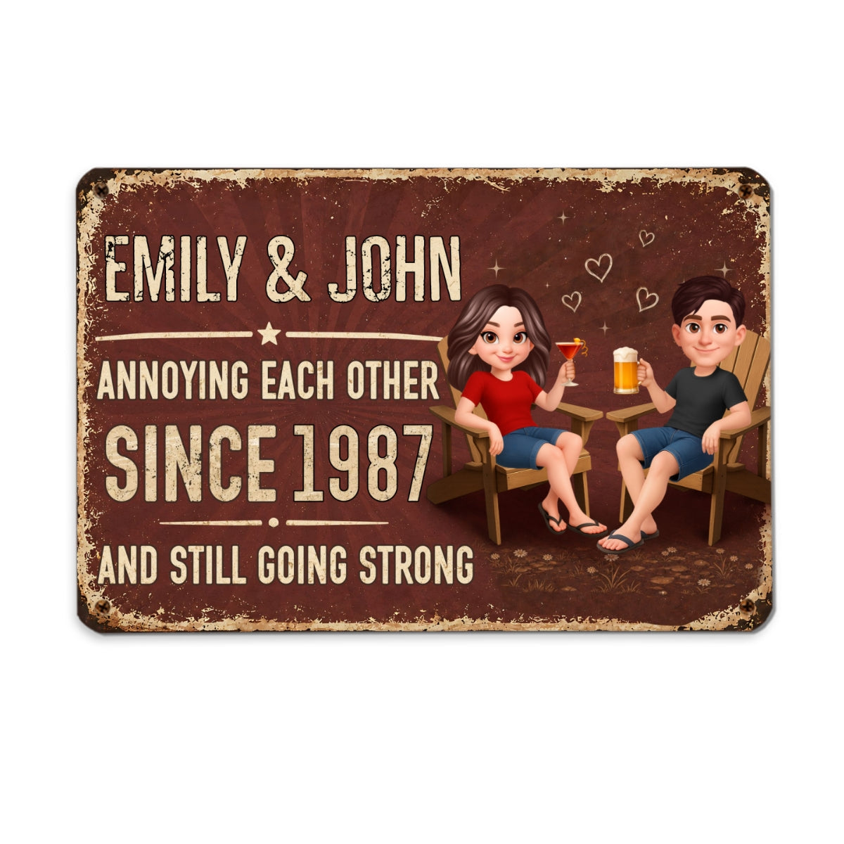 Couple Annoying Each Other - Personalized Metal Sign - Funny Couple Gift, Anniversary Gift for Him, for Her