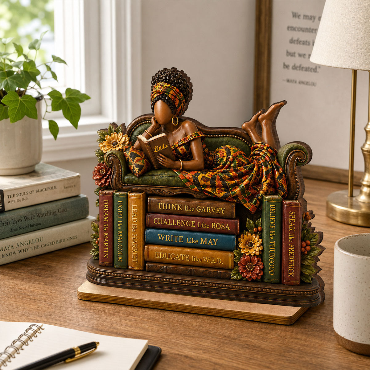 Black History Book Lover - Personalized 2-Layered Wooden Plaque - Custom Book Lover Gift