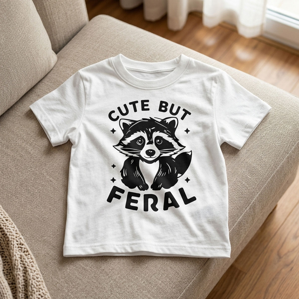 Cute But Feral Raccoon Funny Shirt For Kid