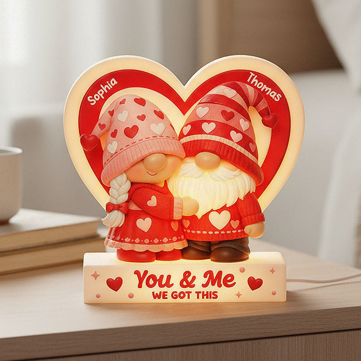 Eternal Love Gnome Couple - Personalized Light Box - Valentine's Day Gift For Couple, For Him, For Her