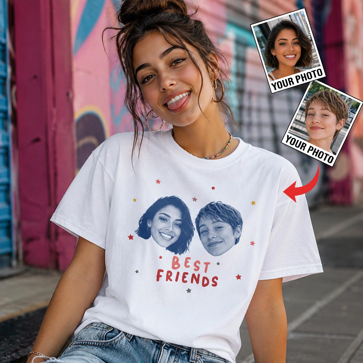 Vintage Best Friend Custom Photo - Personalized Shirt - Friendship Gift, Birthday Gift for Friend, BFF Birthday Gift Idea