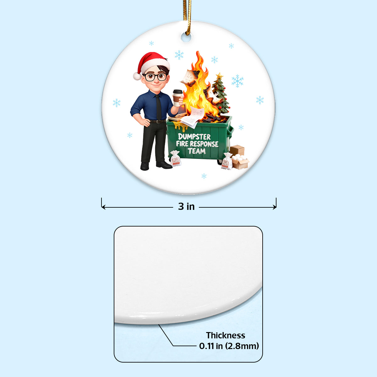 Dumpster Fire Putter-Outer Definition - Personalized Ceramic Ornament - Funny Gift For Coworkers, Boss, Supervisor