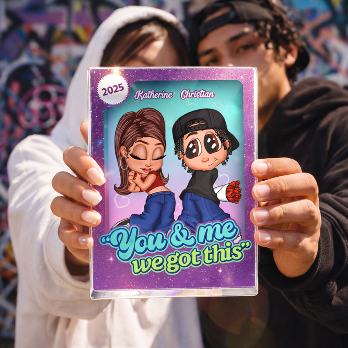Y2K Couple Love Action Figure - Personalized Acrylic Block Plaque - Valentine's Day Gift for him, for her