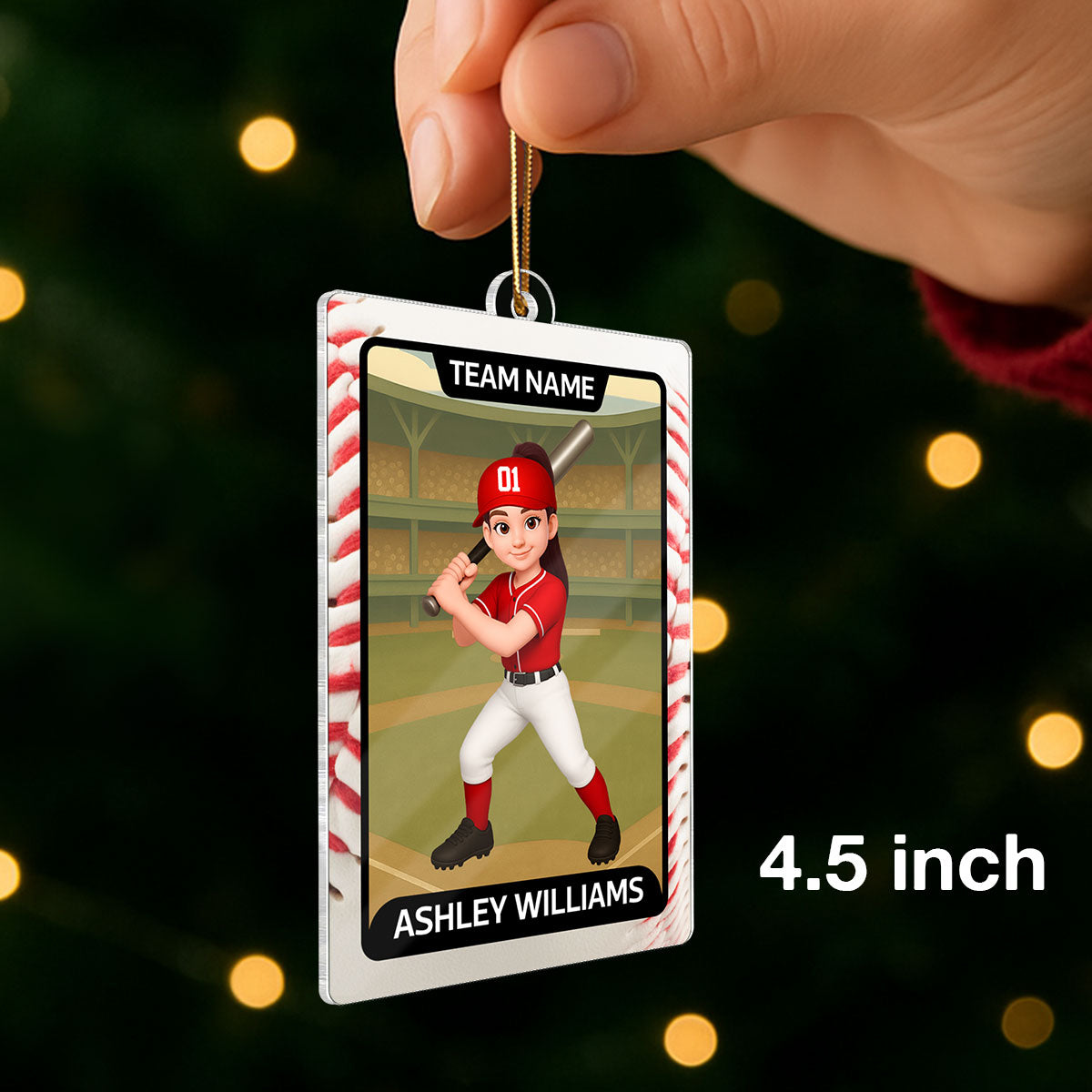 Baseball Card - Personalized Acrylic Ornament - Christmas Gift for Sons, Grandson, Daughter, Granddaughter