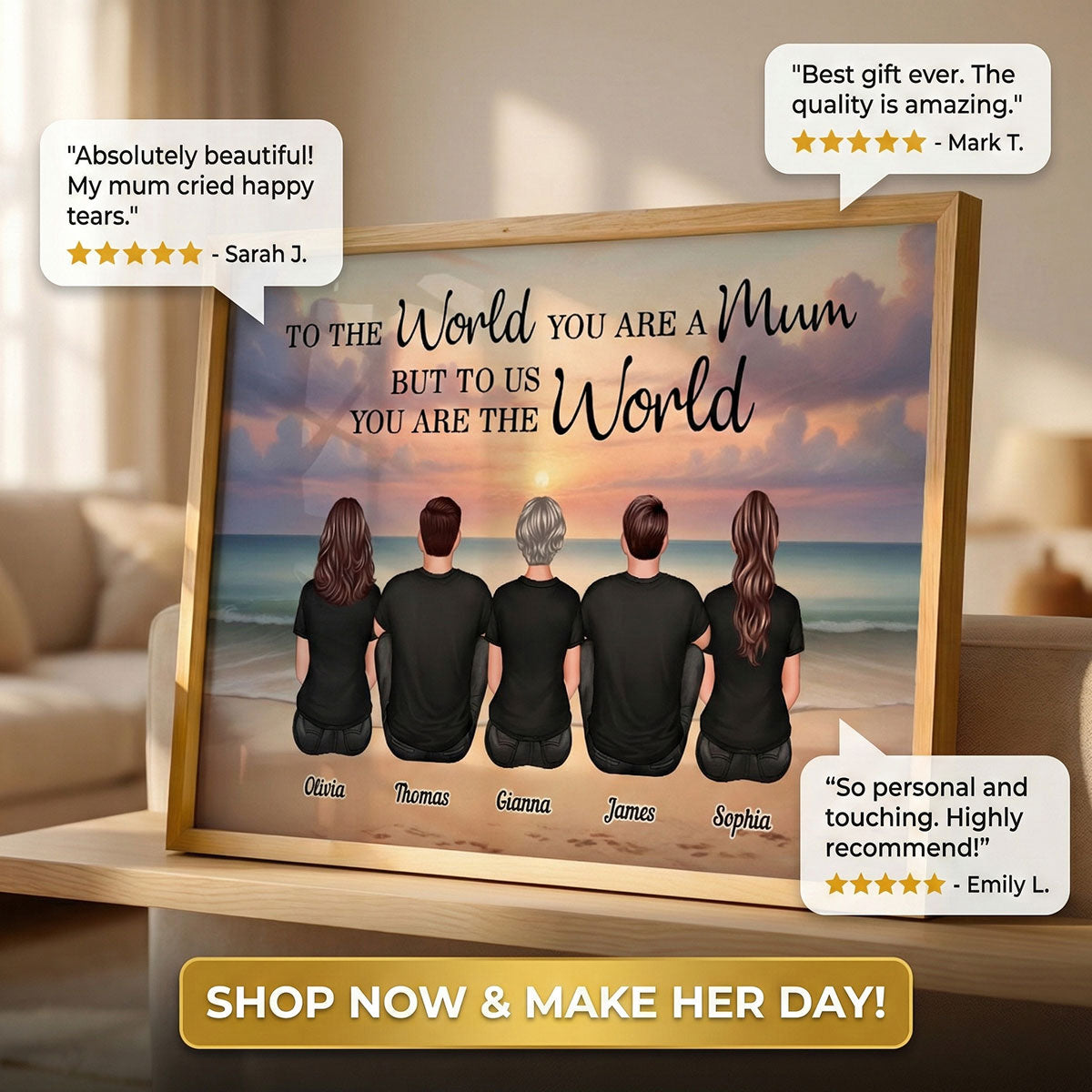 Beach Landscape To The World You Are A Mother - Personalised Poster - Gift For Mum