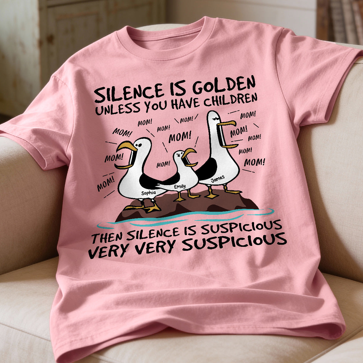 Silence Is Golden Unless You Have Kids Seagull Mom Mom Mom - Personalized Shirt - Funny Mother's Day Gift For Mom