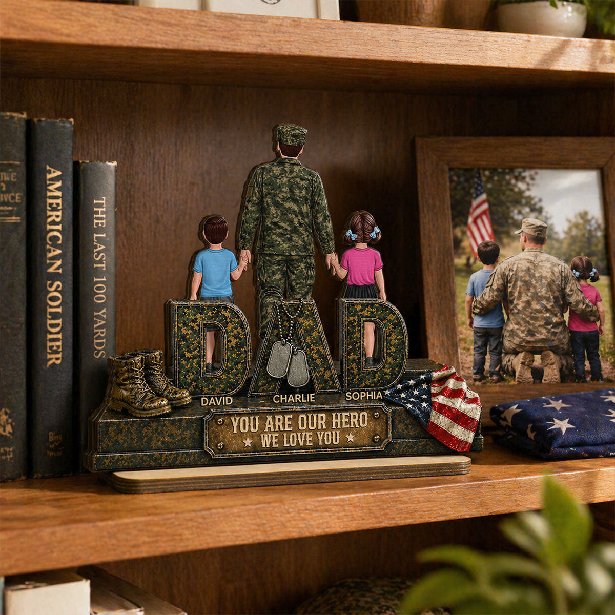 Army Dad You Are Our Hero - Personalized 2-Layered Wooden Plaque -  Gift For Dad, Husband