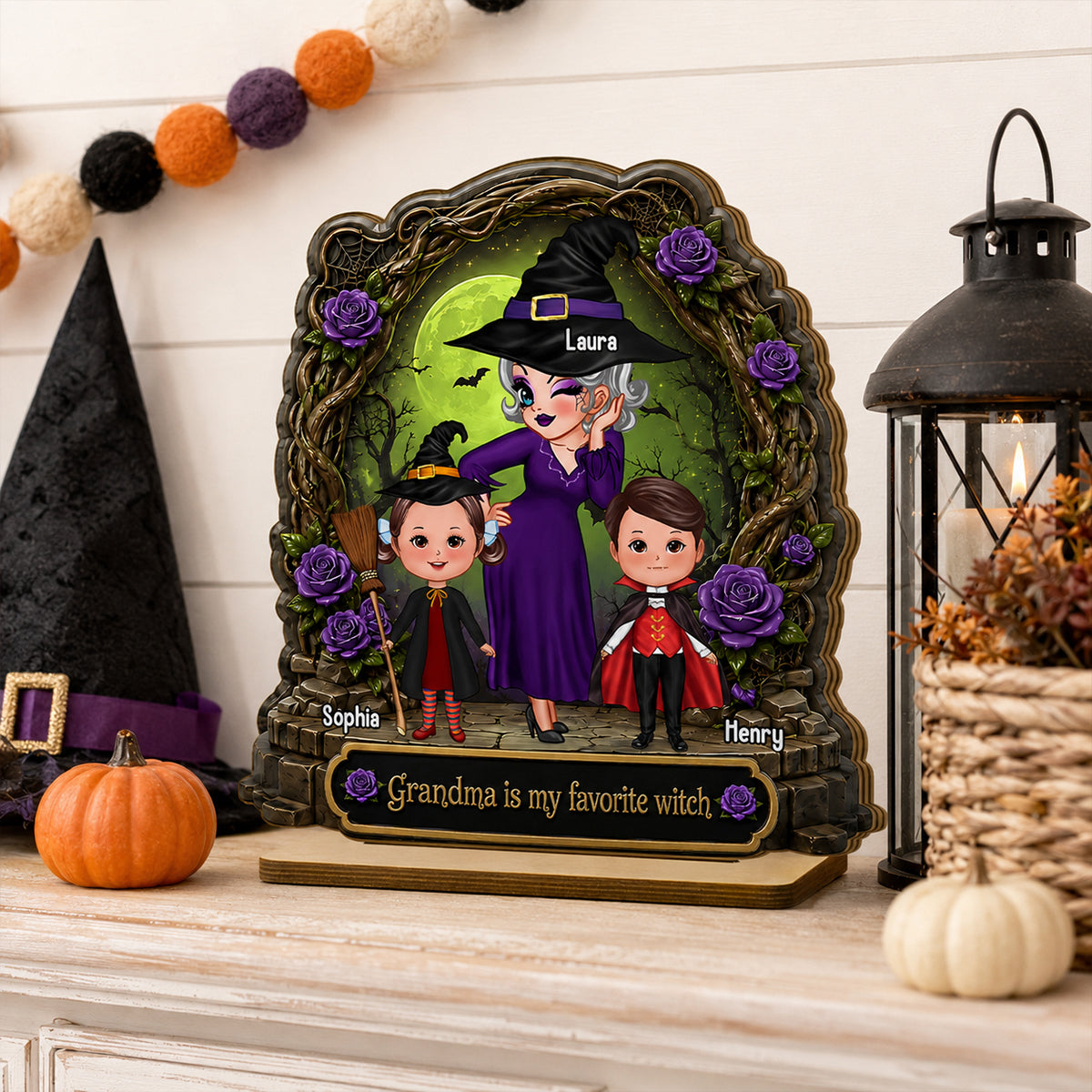 Like A Normal Grandma But More Magical - Personalized 2-Layered Wooden Plaque - Halloween Decor Gift, Gift For Grandma