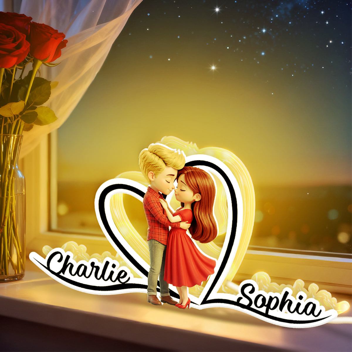 Romantic Love Couple - Personalized Light Box - Sentimental Gift for him, for her