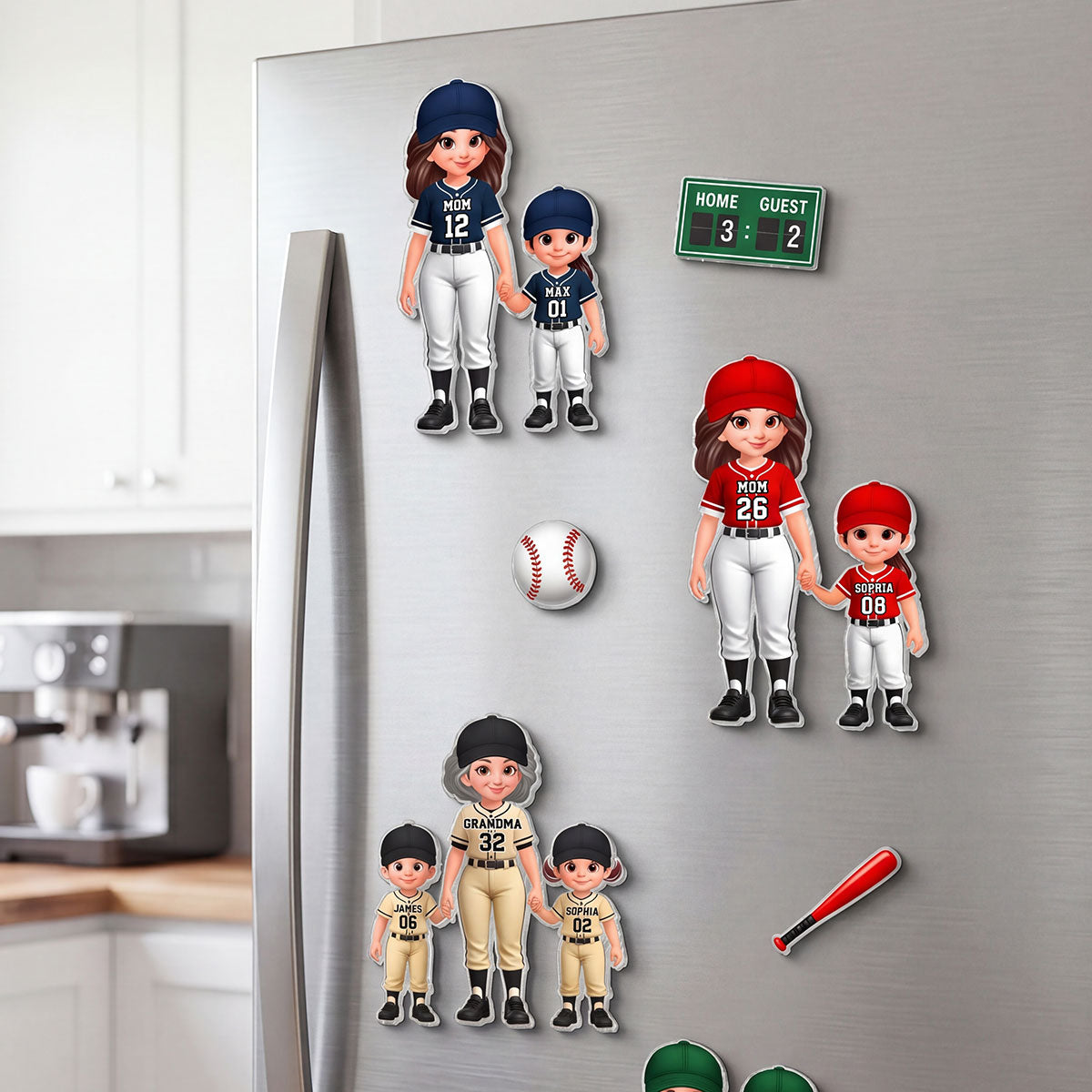 Baseball My Favorite Players Call Me Grandma Mom - Personalized Acrylic Fridge Magnet - Mother's Day Gift For Grandma, Mom