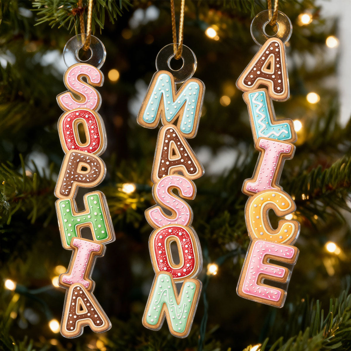 Cookies Christmas Alphabet Custom Family Name - Personalized Acrylic Ornament - Unique Christmas Gift For Family, Loved One