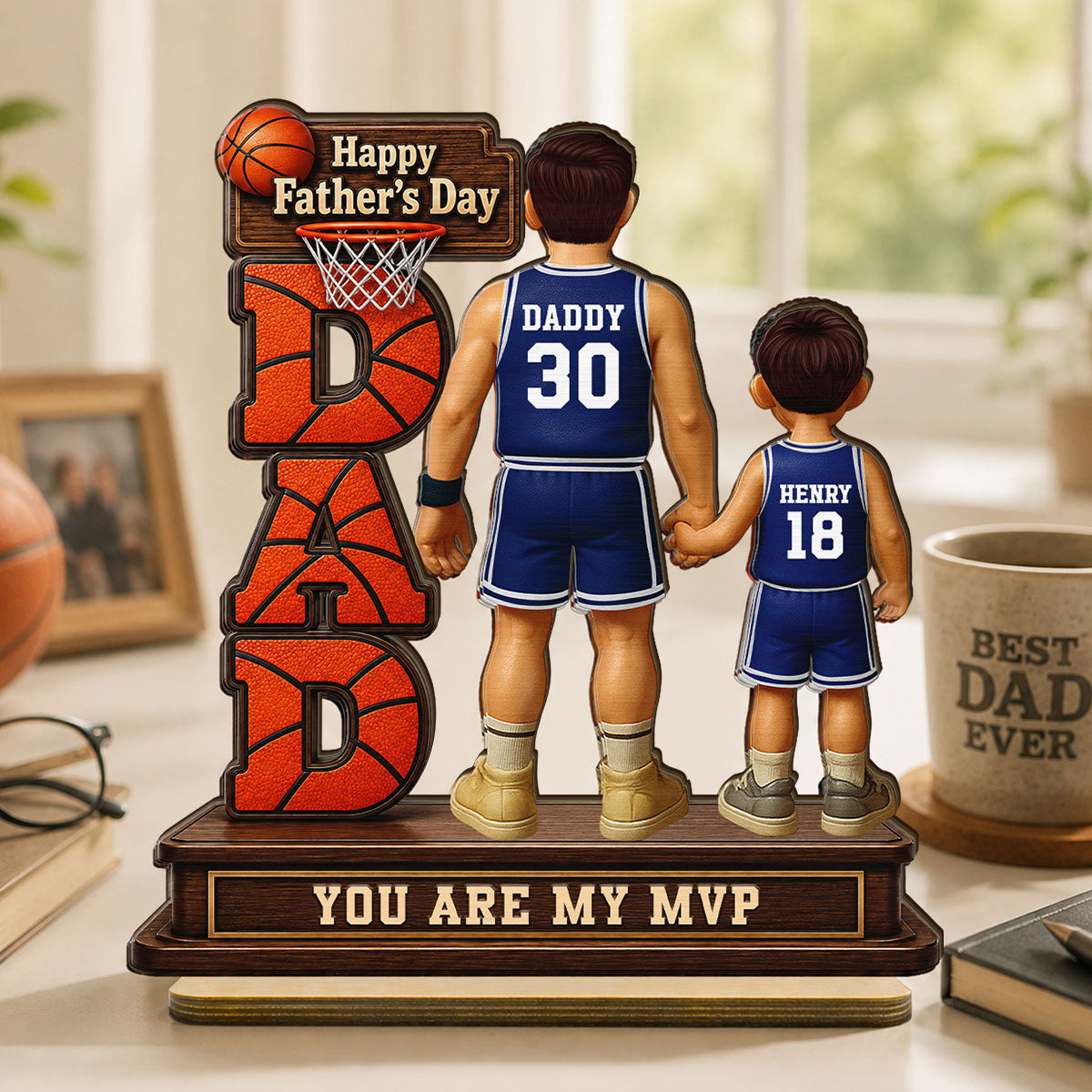 Basketball Dad Legend You Are Our MVP - Personalized 2-Layered Wooden Plaque -  Gift For Dad, Husband, Basketball Fans