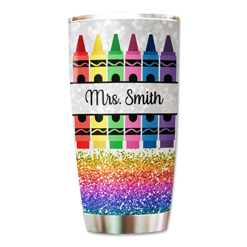 Doll Teacher Crayon Glitter Texture Personalized Tumbler