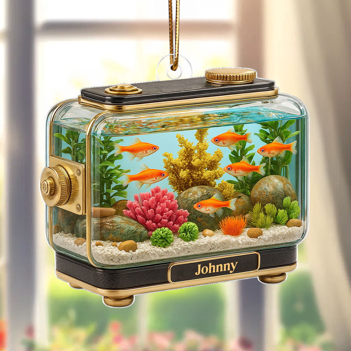 Retro Aquarium Fish Tank - Personalized Acrylic Ornament - Christmas Decor Gift for Fish Lovers, Gift for Office, Home Decor 2025