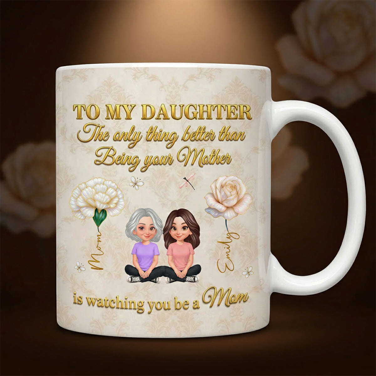 To My Daughter Custom Birth Month Flower - Personalized Mug - Heartfelt Mother's Day Gift For Daughter