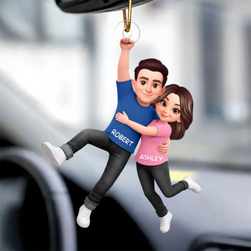 Flying Couple - Personalized Car Hanger - Gift for Couple, for Him, for Her