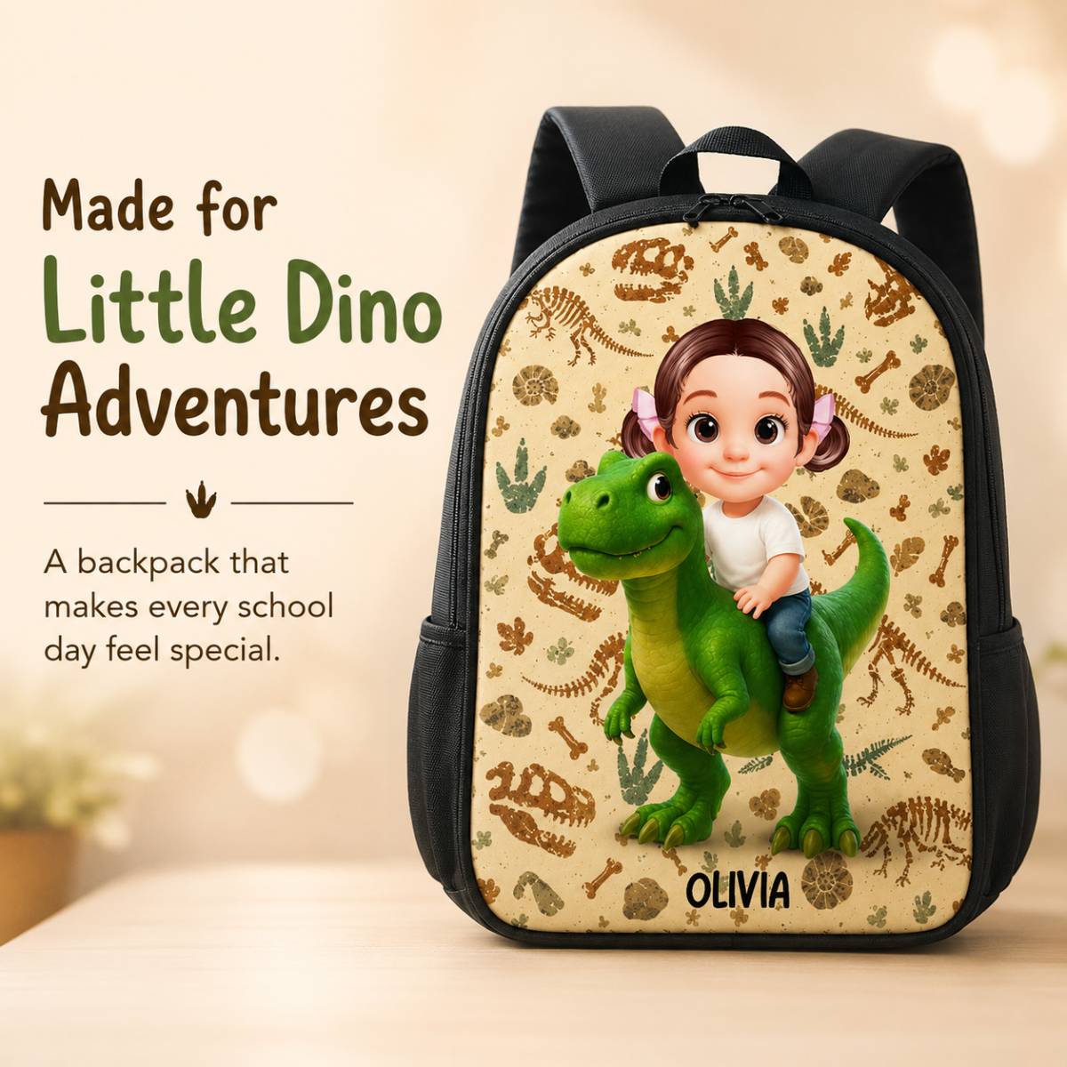Dinosaur Adventure for Boys Girls - Personalized Backpack - Back to School Backpack for Kids