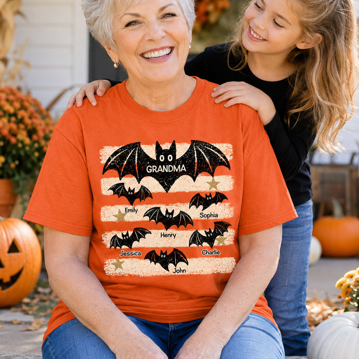 Spooky Grandma Bats - Personalized Shirt - Halloween Gift For Grandma, Mom