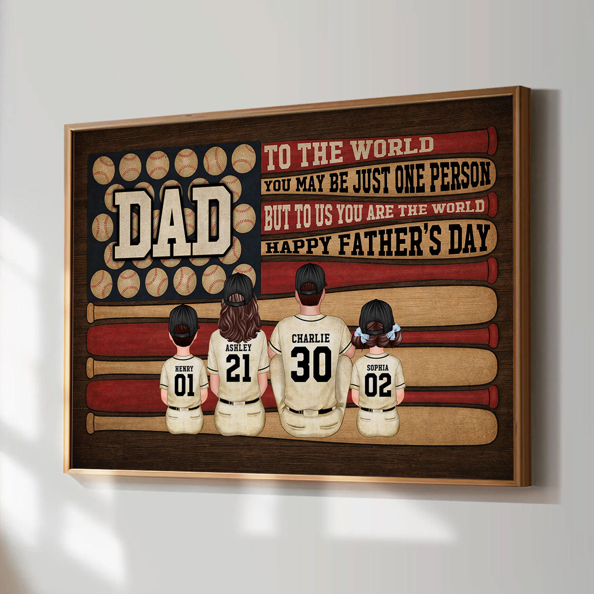 Baseball Nation Flag Dad Us You Are The World - Personalized Poster - Father's Day Gift For Baseball Dad