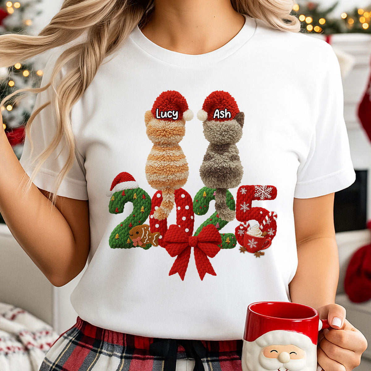 2025 Cat Lovers Latch Hook Yarn Faux - Personalized Sweatshirt - Christmas Gift for Cat Moms, Cat Dads