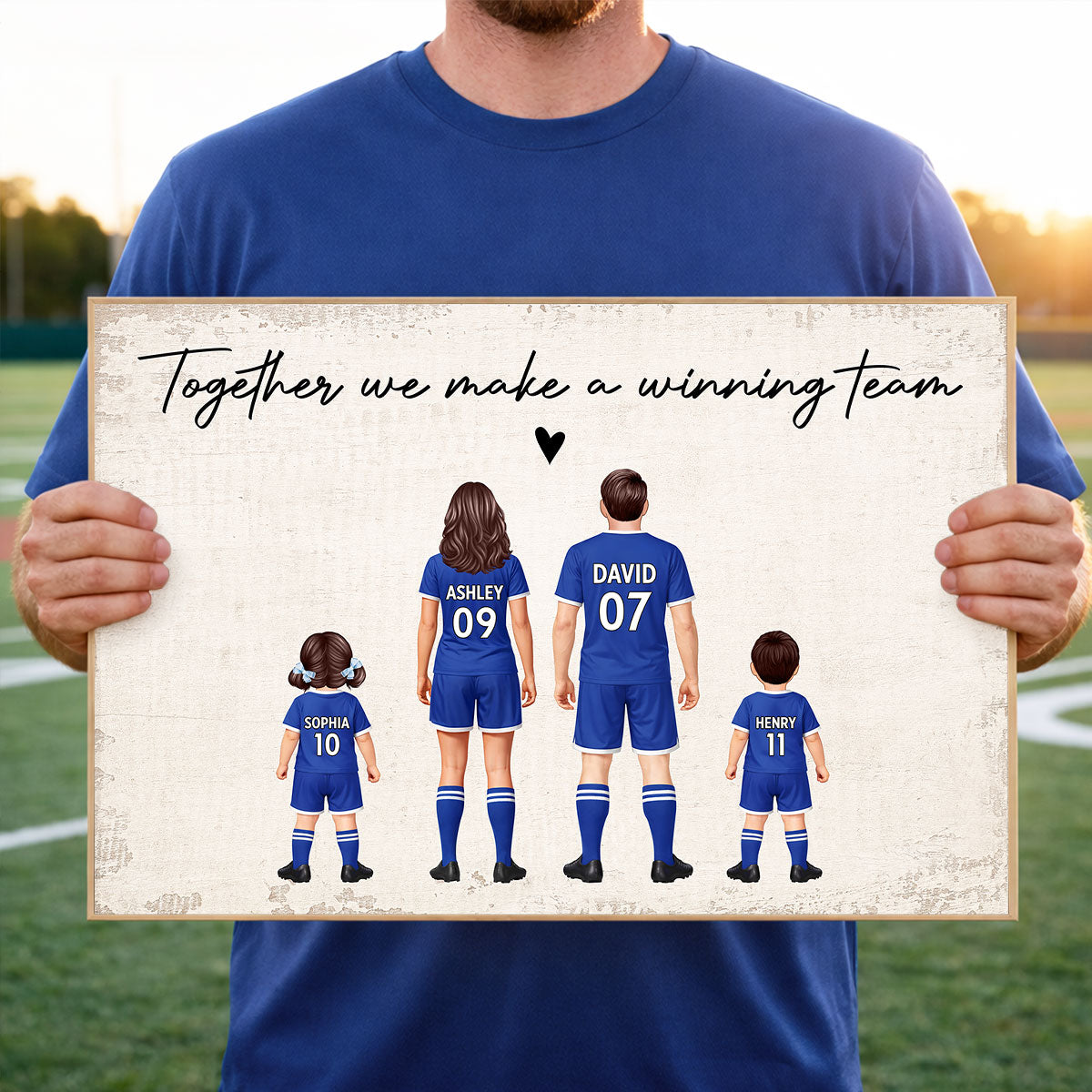 Family Dream Team Football - Personalised Poster - Gift For Football Mum, Dad