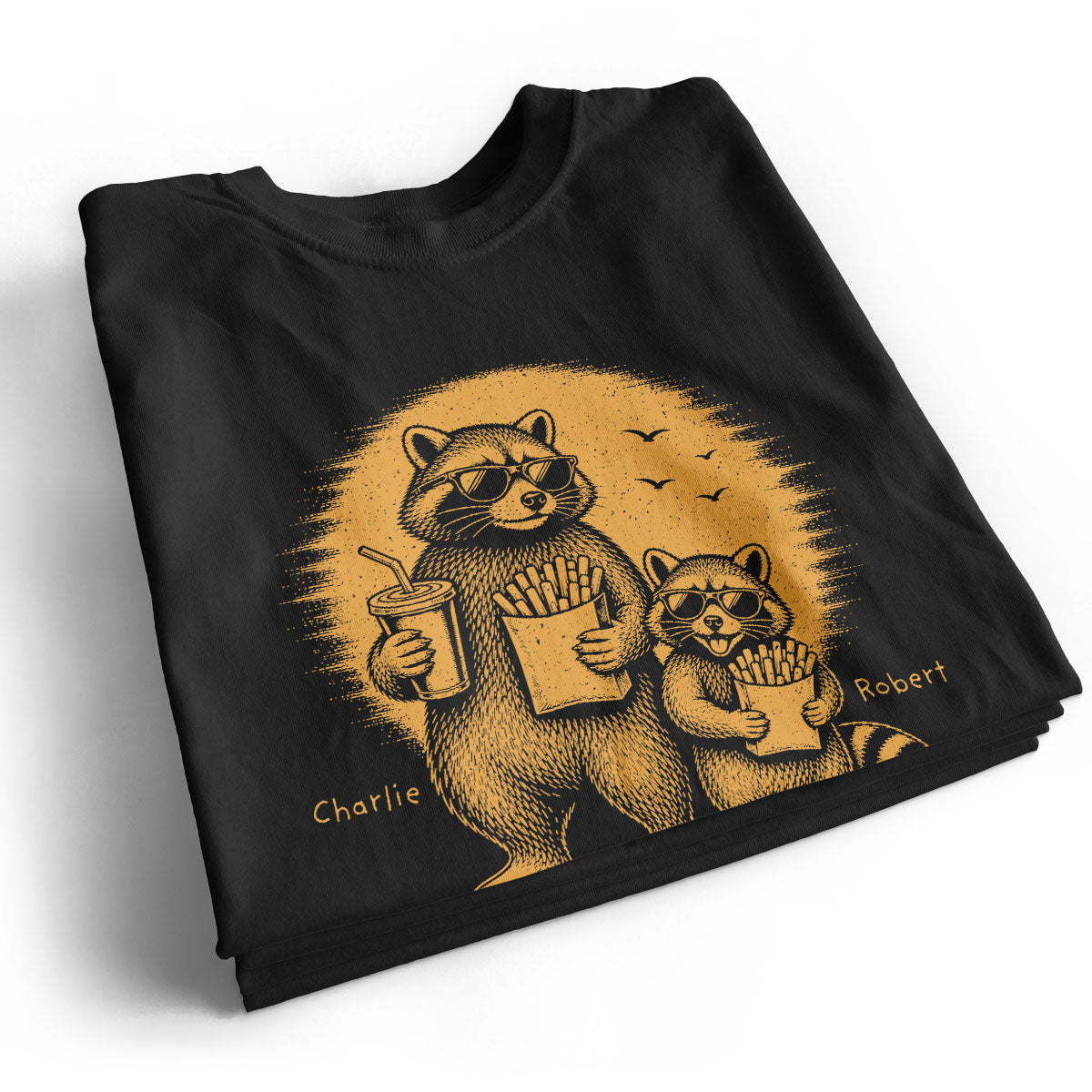 Retro Yellow Vintage Raccoon Dad Tax - Personalized Shirt - Funny Father's Day Gift For Dad, Husband