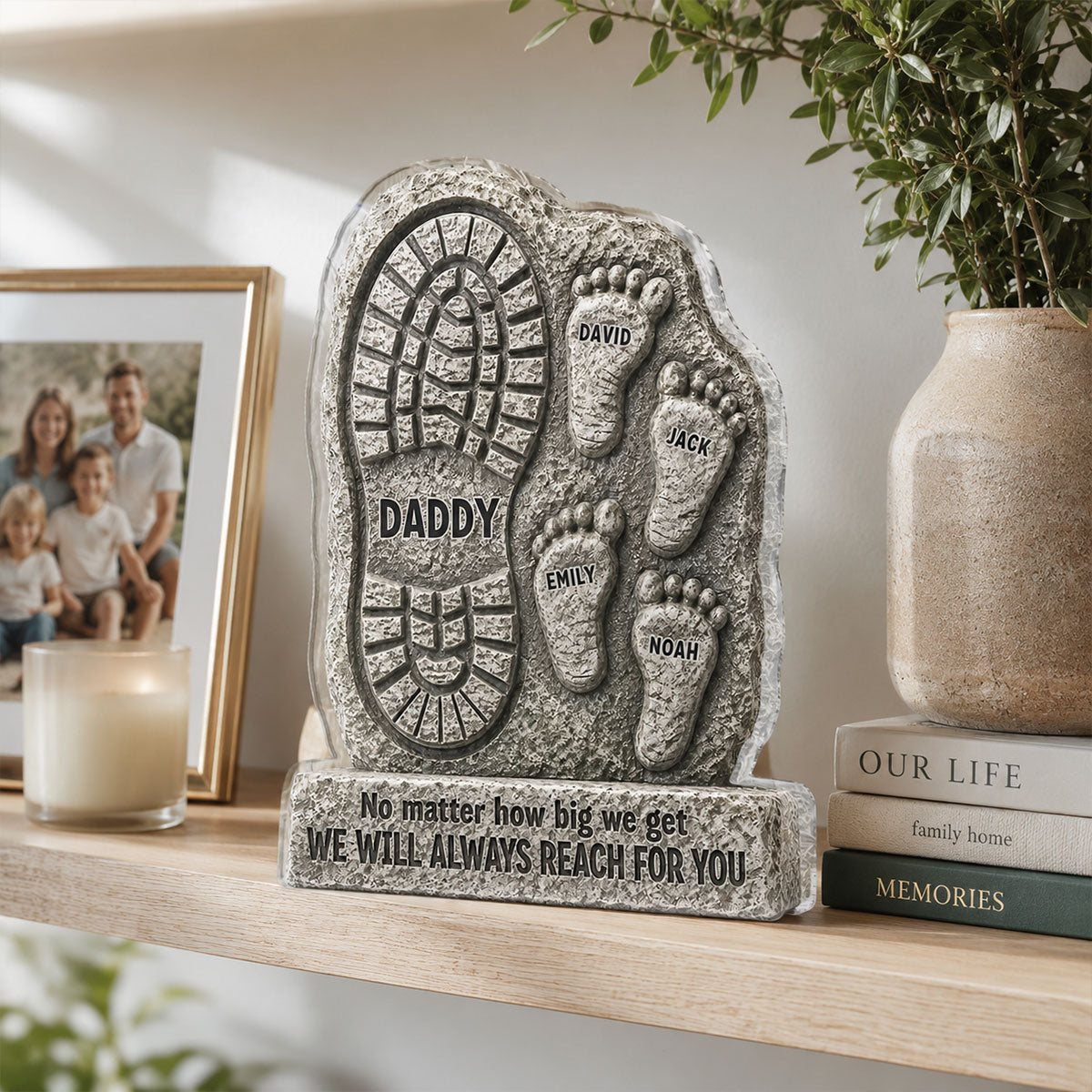 No Matter How Big We Get Always Reach For You Dad - Personalized Acrylic Block Plaque - Heartfelt  Gift For Dad, Husband