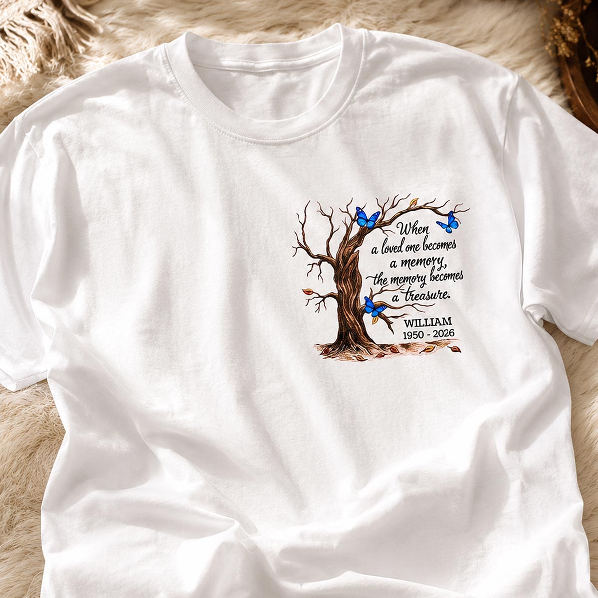 Memorial Tree Butterflies Cardinals Hummingbirds - Personalized Shirt - Remembrance Gift