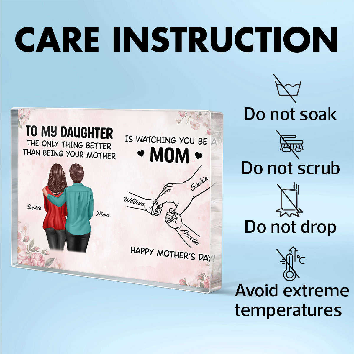 From Mom To Daughter Watching You Be A Mom - Personalized Acrylic Block Plaque - Mother's Day Gift For Daughter